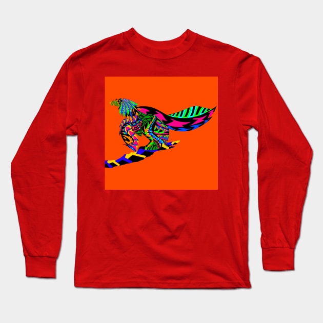 dinosaur in rainbow wings ecopop Long Sleeve T-Shirt by jorge_lebeau